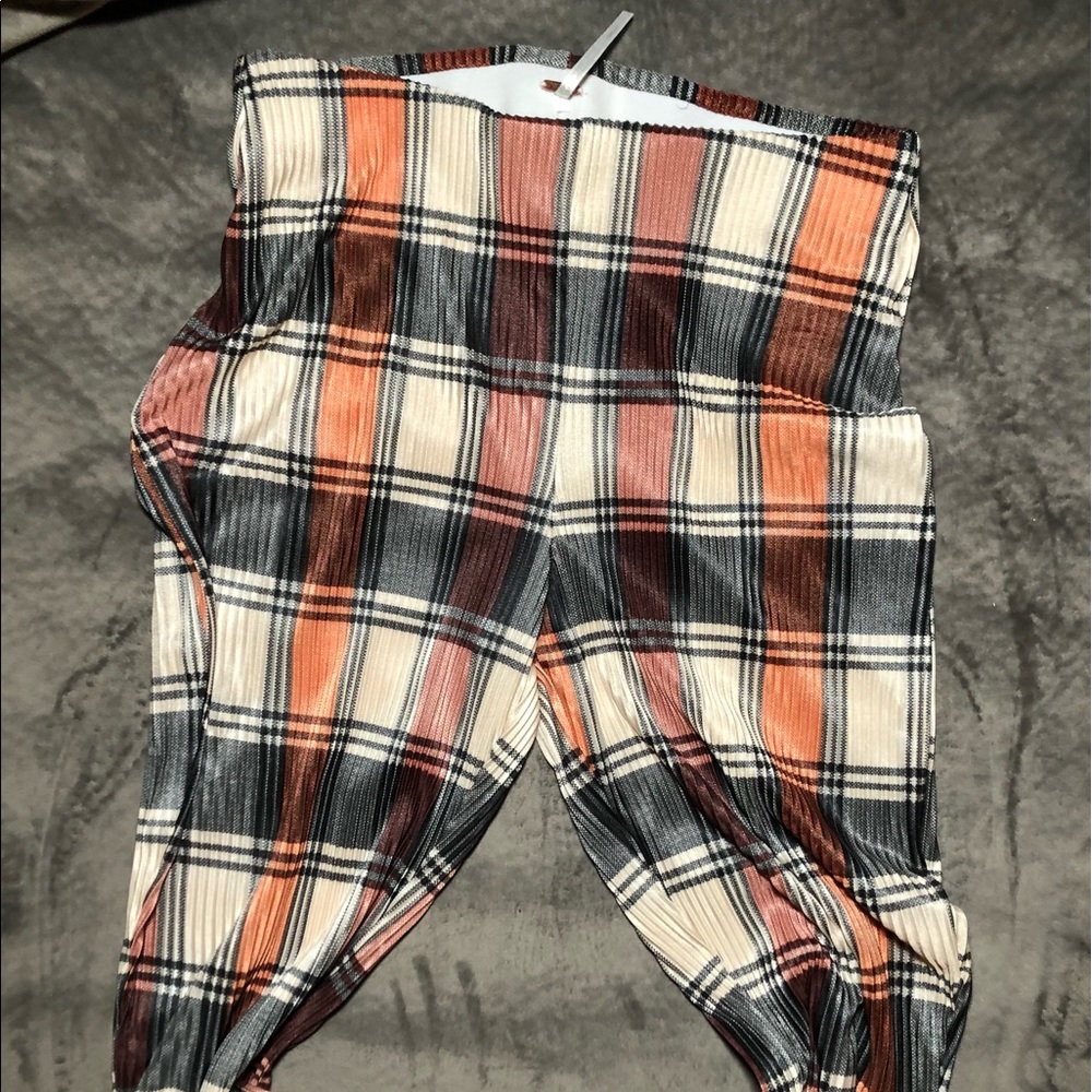 Bell bottom plaid free people pants size small